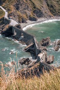 High angle view of sea shore