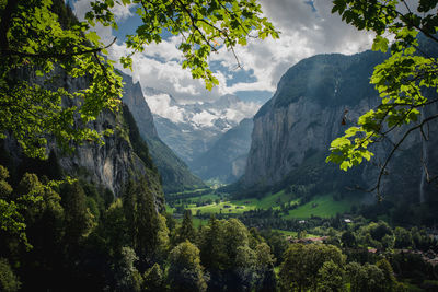 Scenic view of lauterbrunnen valley in switzerland