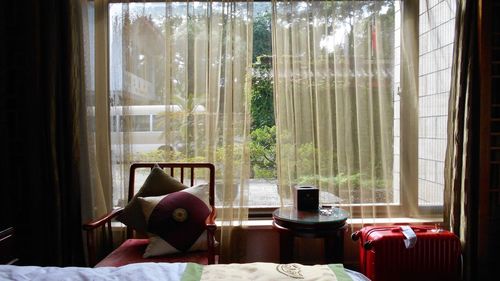 Man and woman on table at home