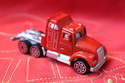 Close-up of toy car