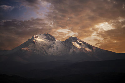 Sunset on the erciyes mountain