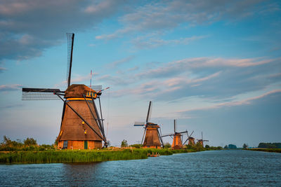 Windmills at kinderdijk in holland. netherlands