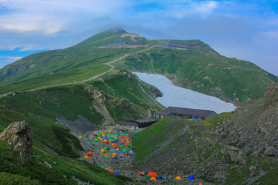 Scenic view of mountains against sky