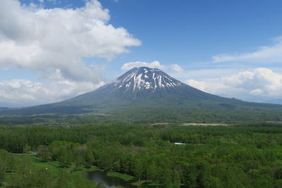 Scenic view of landscape against cloudy sky