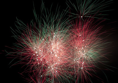 Low angle view of firework display at night