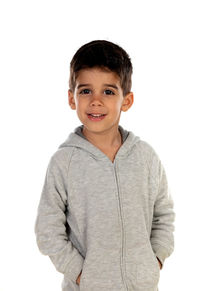 Portrait of smiling boy against white background