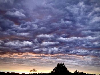 Low angle view of cloudy sky during sunset