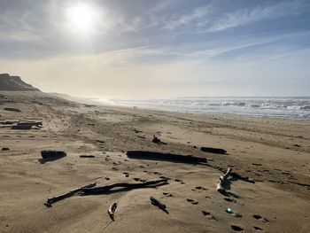 Scenic view of beach against sky in landifornia