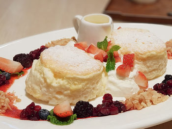 Close-up of dessert served on plate