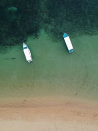 High angle view of boat in sea