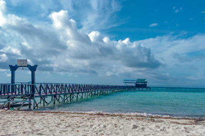 Scenic view of sea against cloudy sky