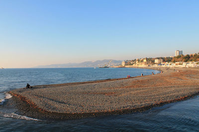 Scenic view of sea against clear blue sky. sochi 