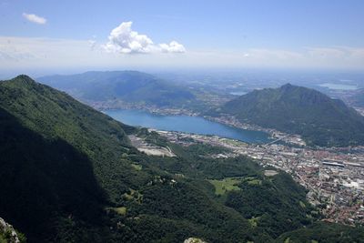 Scenic view of landscape and mountains against sky