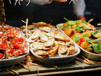 Close-up of served food in plate
