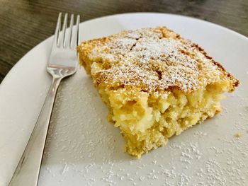 High angle view of dessert in plate