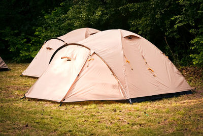 Tents for tourism in the forest, filter