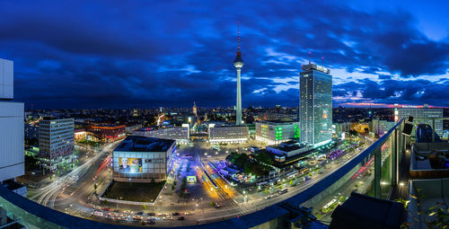 City lit up at night