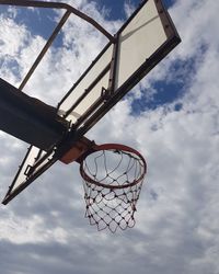 Low angle view of basketball hoop against sky