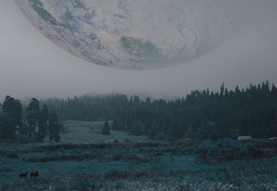 Scenic view of land against sky during winter