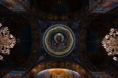 Low angle view of ornate ceiling in building