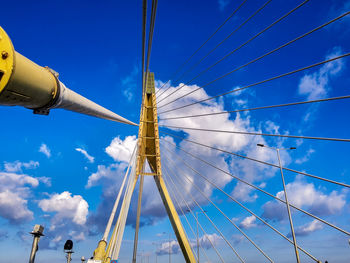 Low angle view of sailboat against sky