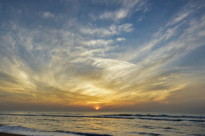 Scenic shot of calm sea at sunset