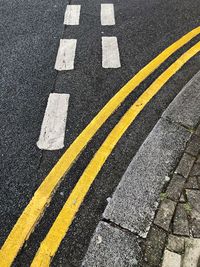 High angle view of zebra crossing on road