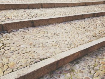 High angle view of cobblestone