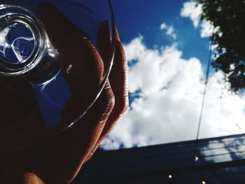 Low angle view of drink against sky