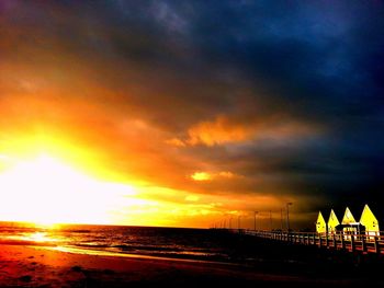 Scenic view of sea at sunset