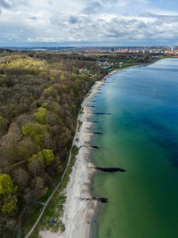 High angle view of sea against sky