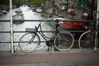 Bicycles parked on street