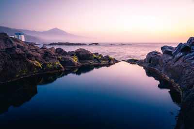 Scenic view of sea against sky during sunset