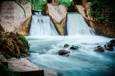 Scenic view of waterfall in forest