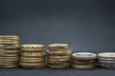 Stack of objects on table