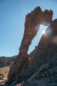 Scenic view of mountains against clear blue sky