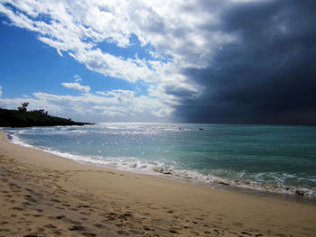 Scenic view of beach against sky