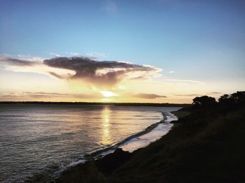 Scenic view of sea against cloudy sky