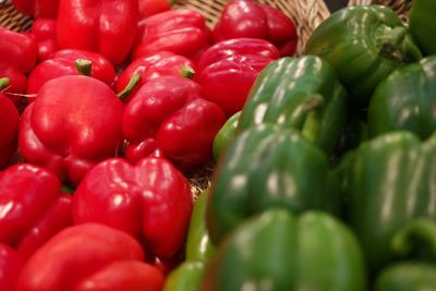 Full frame shot of bell peppers at market stall