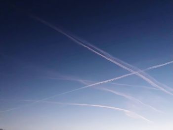 Low angle view of vapor trail in sky