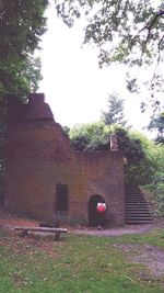 Built structure against trees