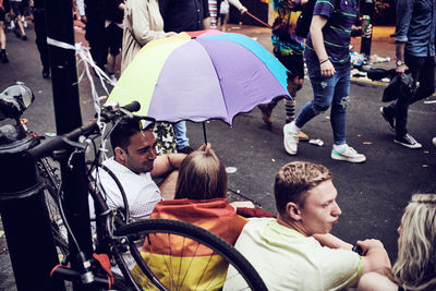 People on street in rain