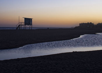 Scenic view of sea against clear sky during sunset