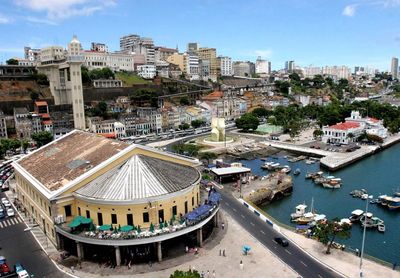 High angle view of city