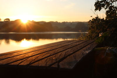 Scenic view of river at sunset