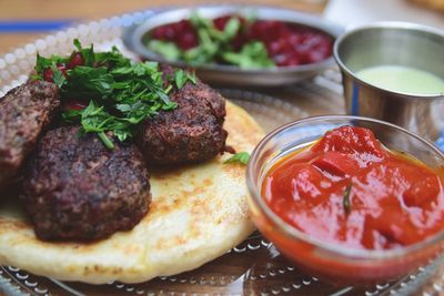 Close-up of food on table