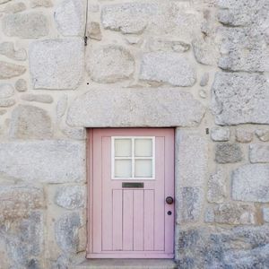 Closed door of old house