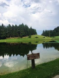 Scenic view of lake with trees in background