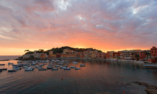 Scenic view of sea against sky at sunset