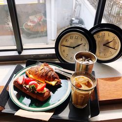 High angle view of food on table